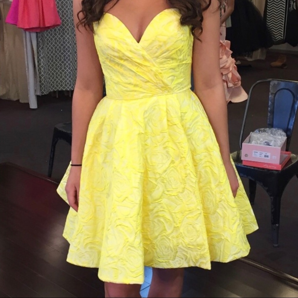 Yellow Sherri Hill cocktail dress